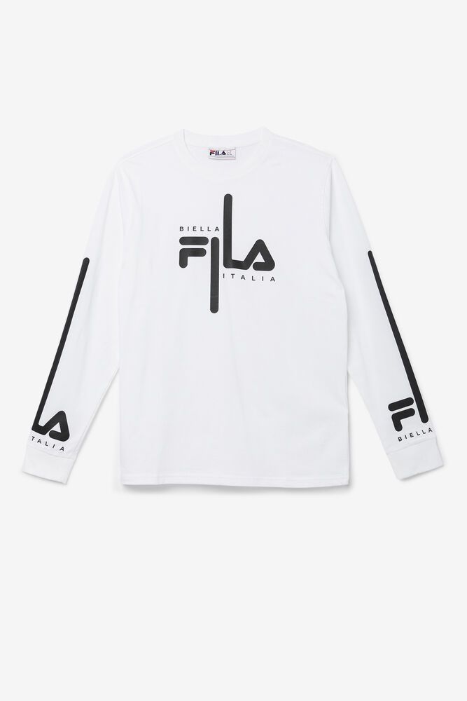 Fila Martino Long Sleeve T-Shirt White - Mens - 70892MFOC